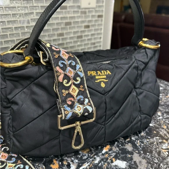 PRADA Tessuto Chevron Nylon Hobo Bag With COA - Picture 10 of 16